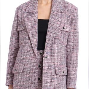 Avec Les Filles Pink and Black Tweed Blazer
